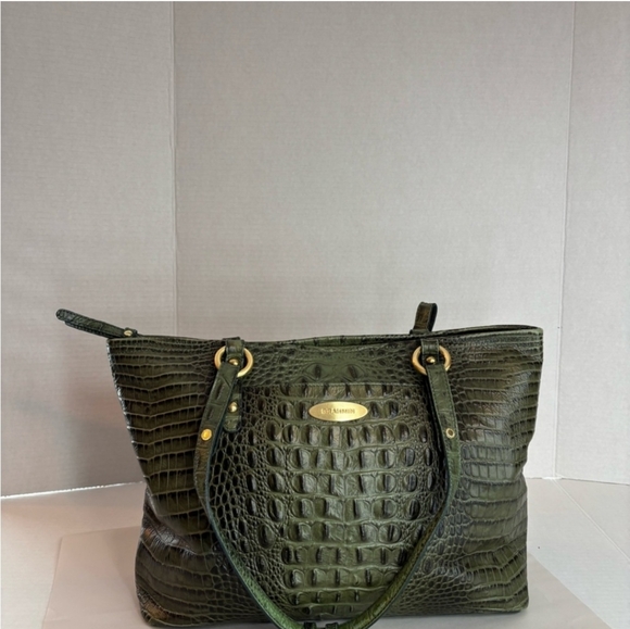 EUC! Brahmin Green Crocodile Embossed Women's Bag - Picture 1 of 6